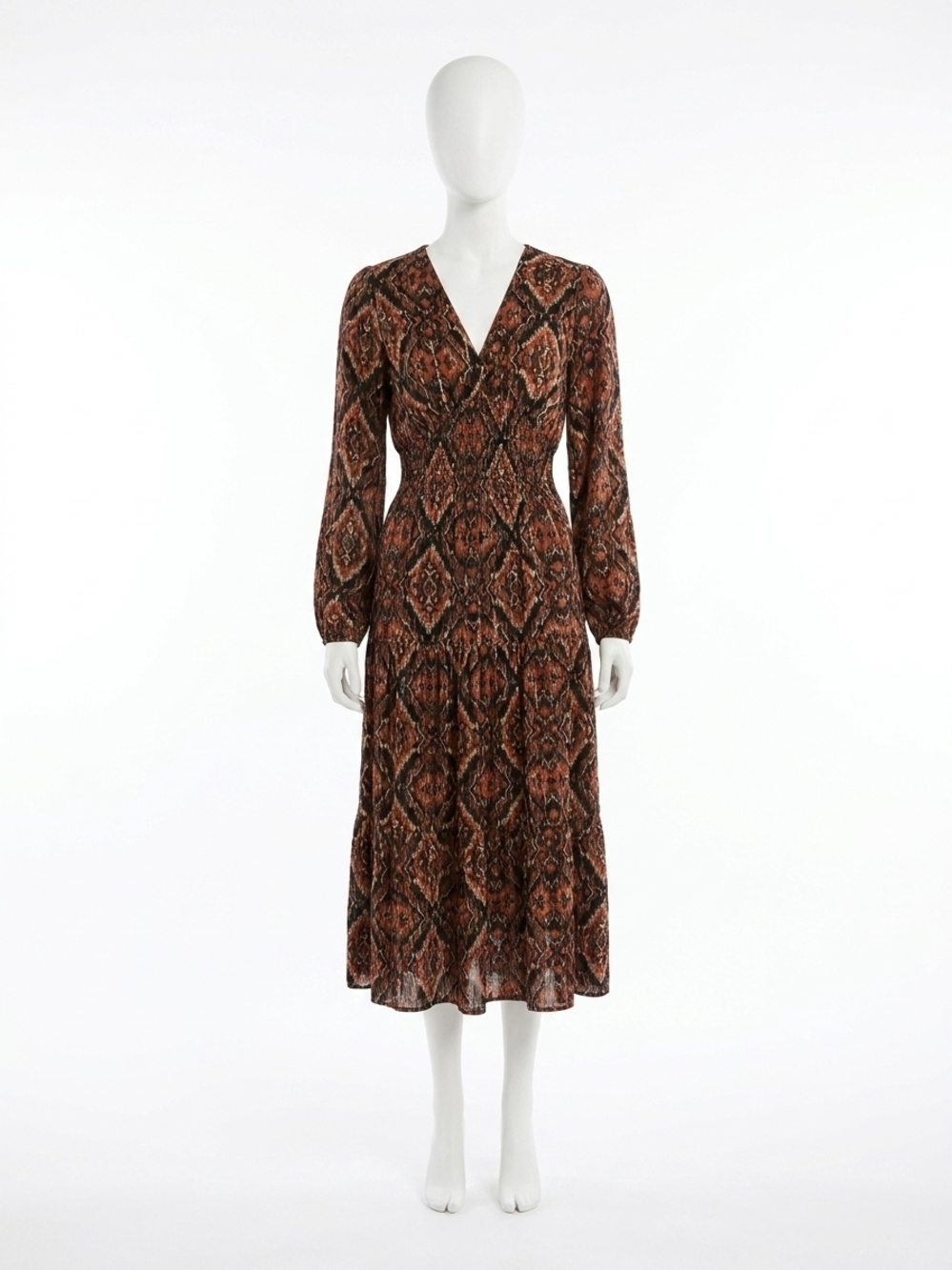 NEW APRICOT empire smock waist tiered dress in rust